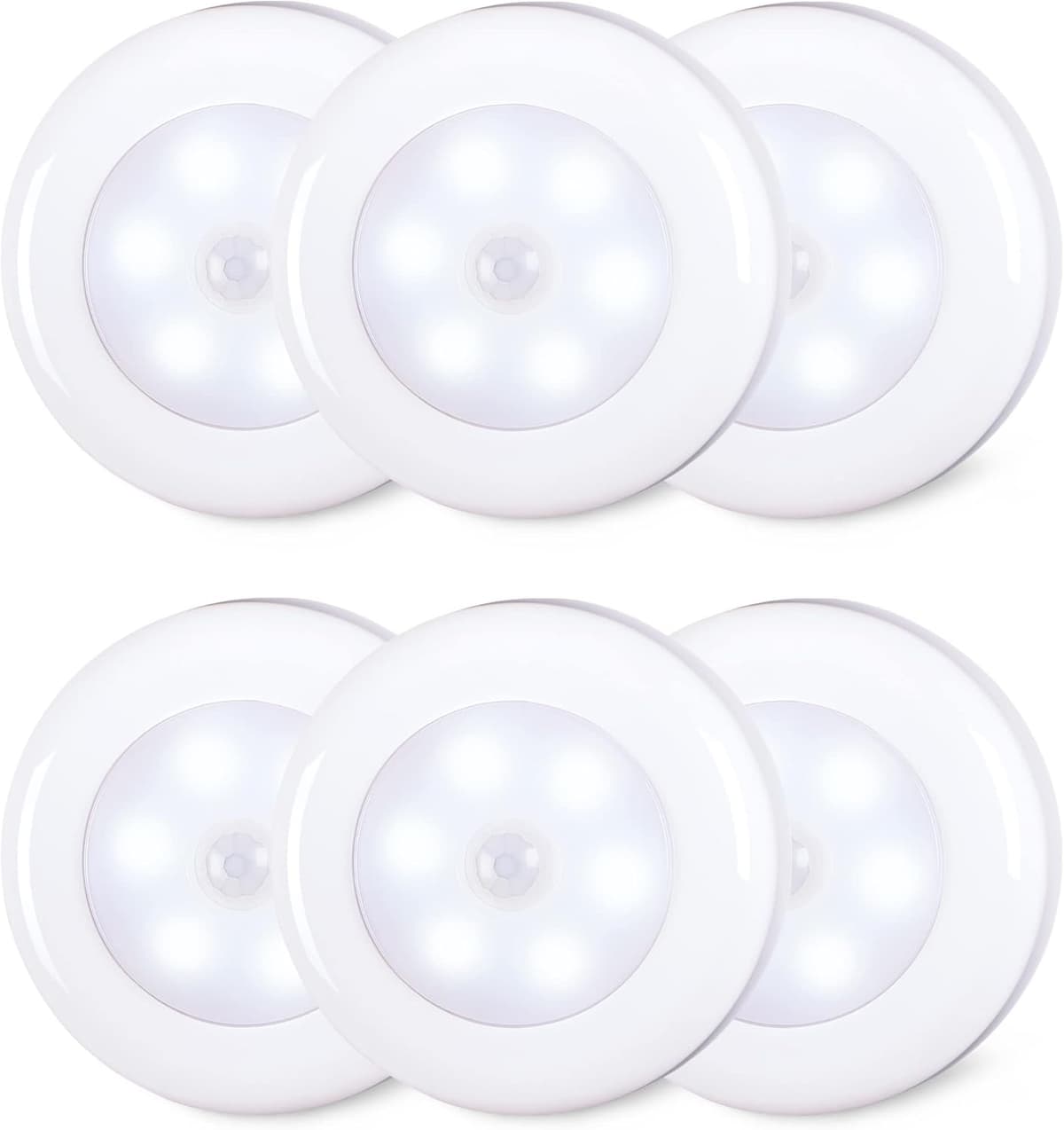 STAR-SPANGLED 6 Pack 2.8” Motion Sensor Lights Indoor AAA Battery Operated, Stick on LED Puck Light for Stairs, Under Cabinet, Closet, Cool White