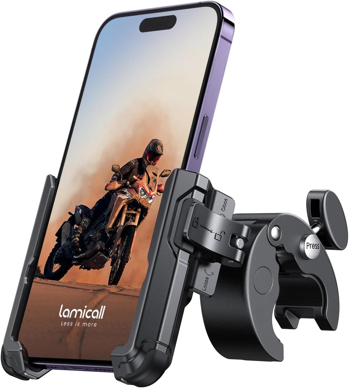 Lamicall Motorcycle Phone Mount Holder- Bike Phone Holder Handlebar Clamp, Bicycle Scooter Phone Clip, Gifts for iPhone Galaxy S25 Ultra